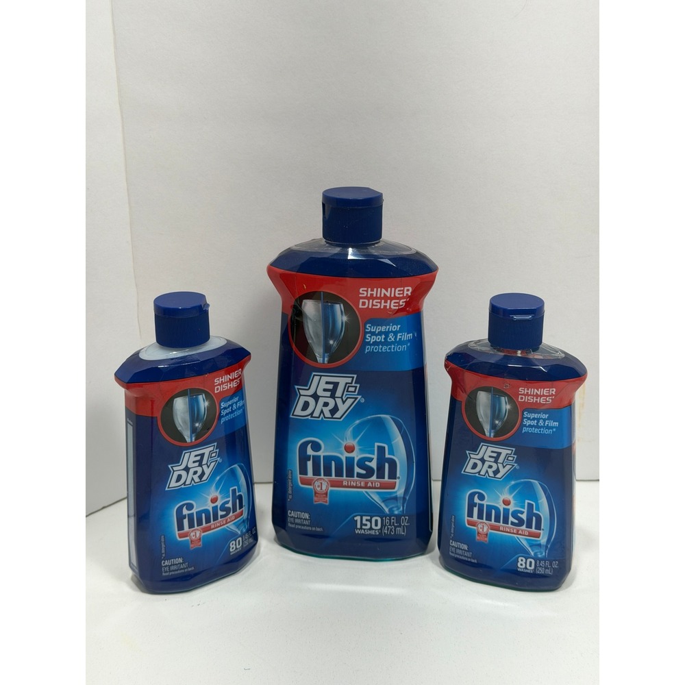 Finish‎ Jet-Dry Dishwasher Rinse Aid Bundle 16oz & Two 8.45oz Bottles 310 Washes